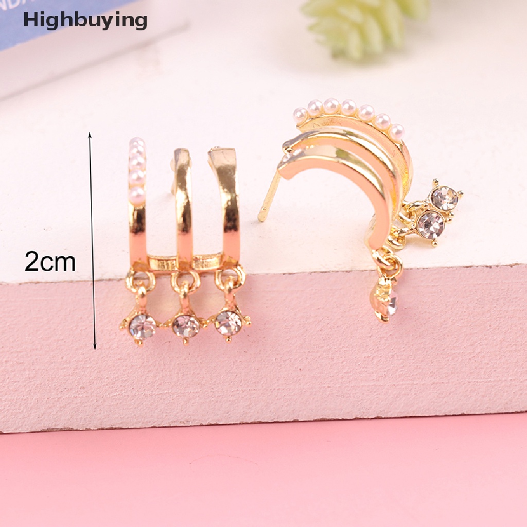 Hbid Anting Tusuk Gantung Desain Geometri Vertikal Multi layer Hias Zircon Gaya Korea Untuk Wanita