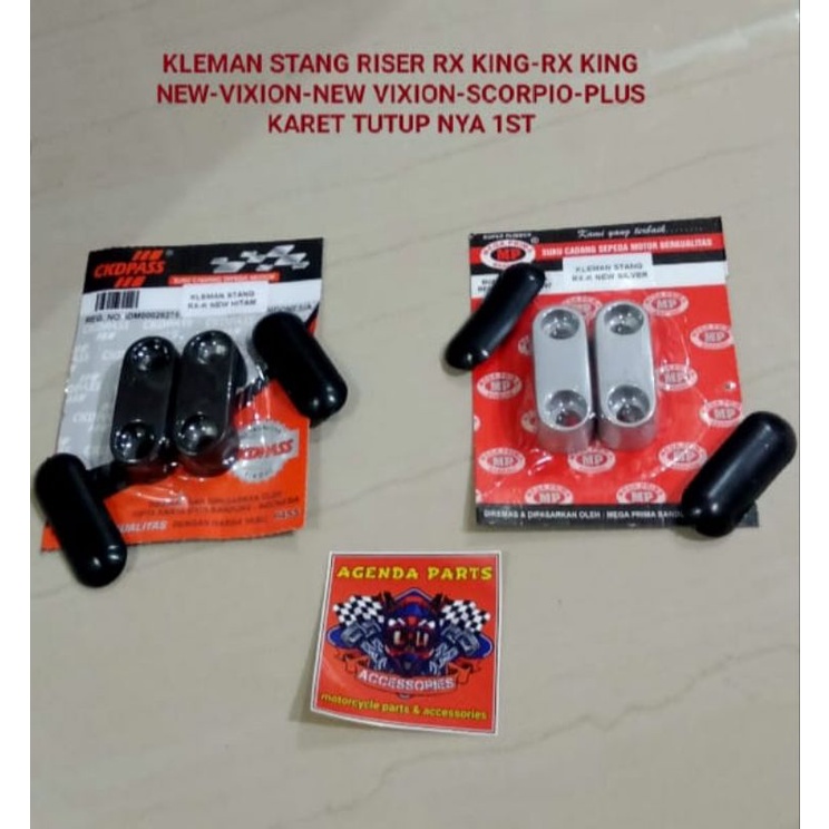 Kleman stang rx king old rx king new vixion scorpio silver plus penutup karet nya