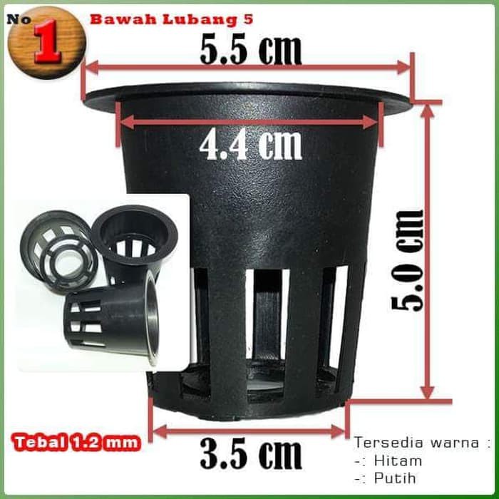Gosir Netpot hitam 5 cm 100 pcs