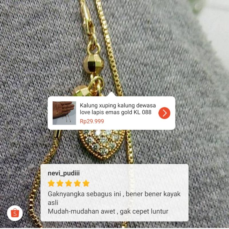 Kalung xuping kalung dewasa love lapis emas gold KL 088