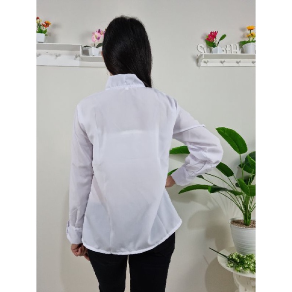 Atasan Blouse Wanita Korean Style Polos Lengan Panjang