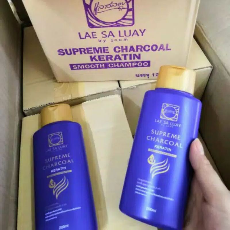 Shampoo Lae Sa Luay supreme charcoal keratin smooth shampoo by Joom original