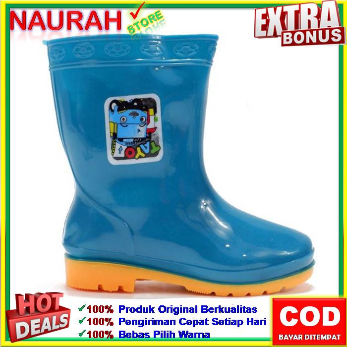 Sepatu Boot Anak Import Warna Karakter Kartun Karet Jelly Lucu Keren Tahan Air Lumpur 100% Original