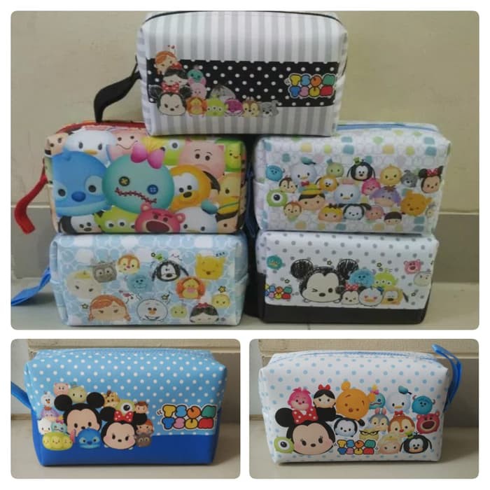 

Pencil case Tempat kotak pensil anak tsum tsum kulit impor besar - Biru Muda