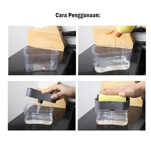 BOS - DISPENSER SABUN CUCI PIRING FREE SPONS &amp; HOLDER SPONS CUCI PIRING 2IN1 2 IN 1