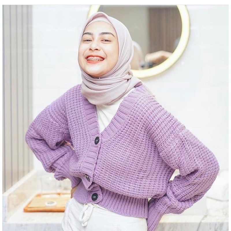 ELLENA BASIC OUTWEAR / MIDI KARDIGAN / KARDIGAN RAJUT PREMIUM / BASIC CARDIGAN-Lilac