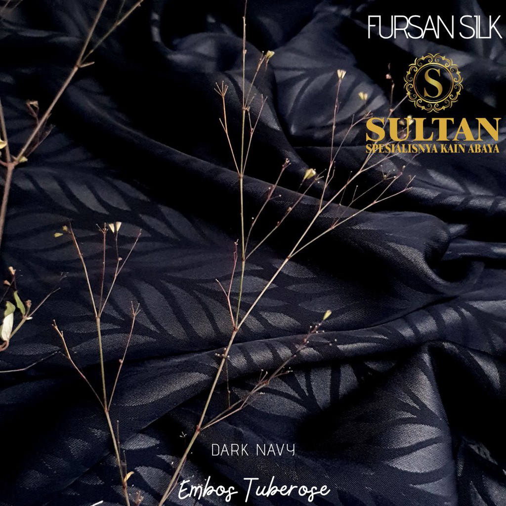 50CM EMBOS TUBEROSE FURUSIYAH SILK DARK NAVY KAIN ABAYA SULTAN (MEREK LAMA: FURSAN SILK)