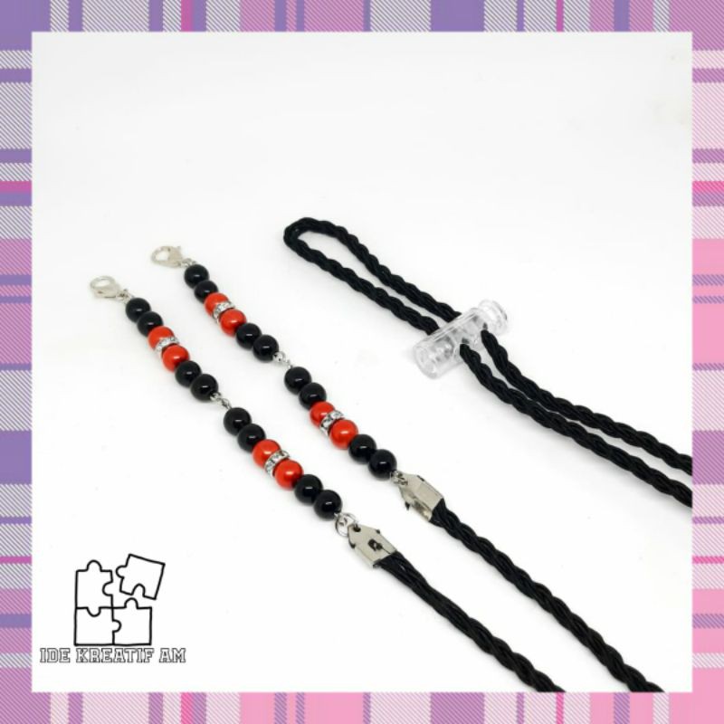 Strap Konektor Tali Masker Hijab 2in1/strap masker serut  mutiara