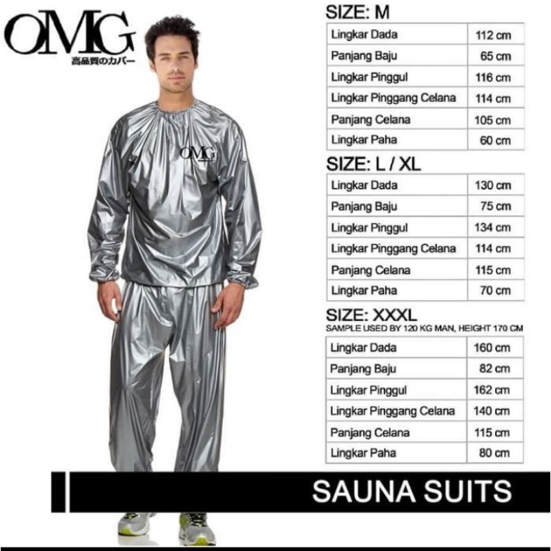 Baju Sauna Suit Jumbo Pria Wanita Pembakar Lemak Jaket Olahraga Suits Pelangsing Tubuh Setelan M L XL XXL