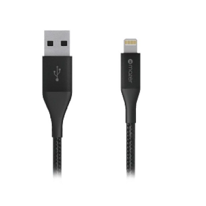 Mazer Premium Nylon Lightning Cable 2.0M 3.1A - Black HQ