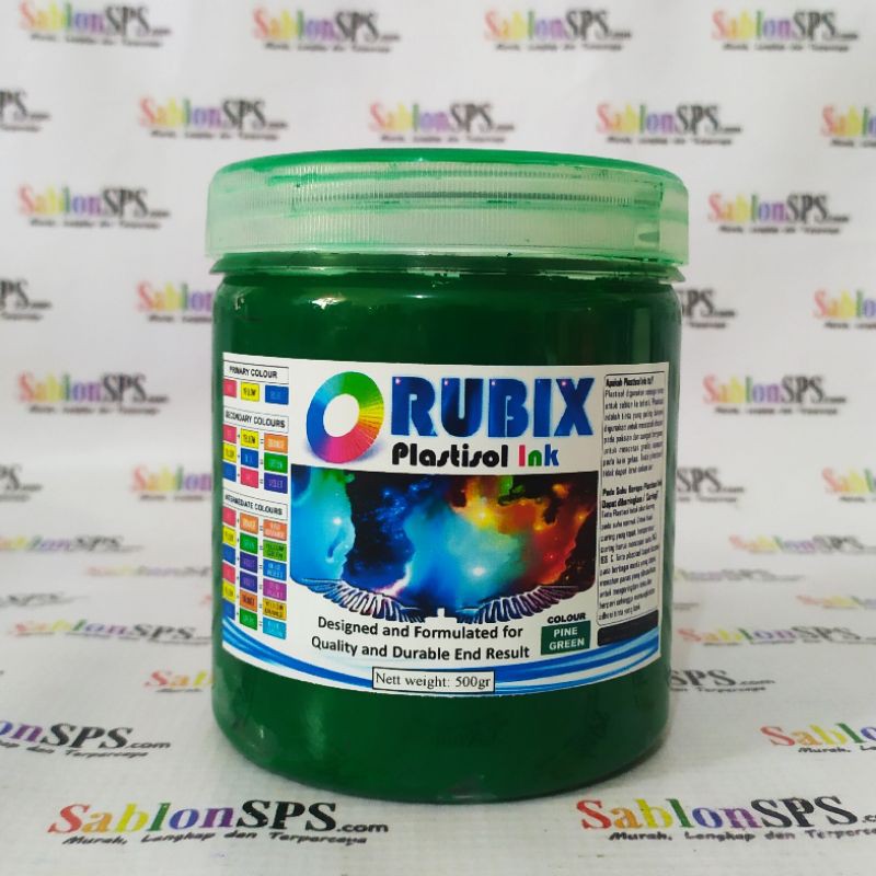 TINTA SABLON PLASTISOL RUBIX PINE GREEN HIJAU PINUS 500GR