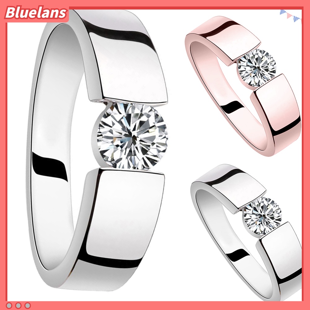 Bluelans Cincin Cubic Zirconia Bentuk Bulat Untuk Unisex