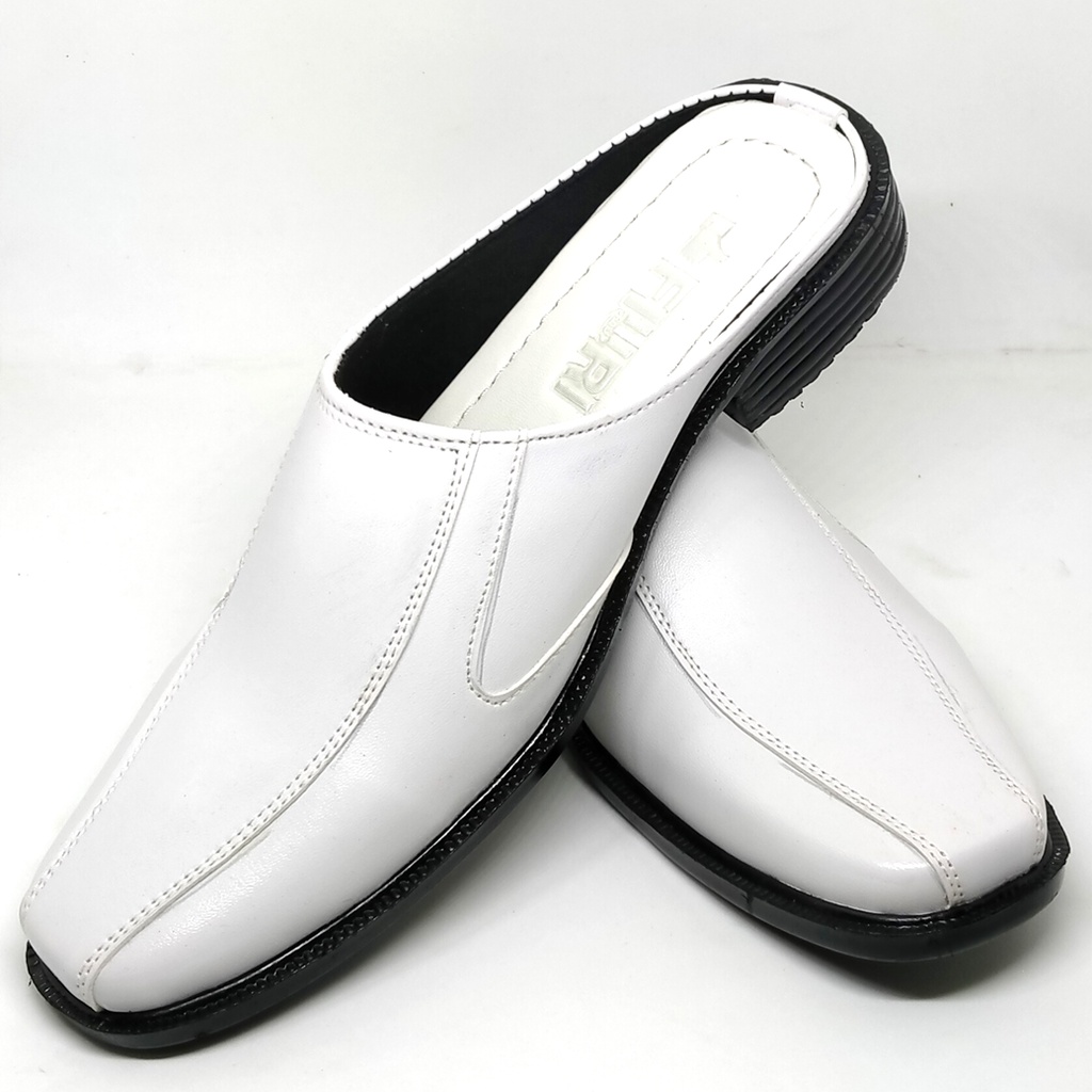 FIURI - BJ6 Hitam Coklat Putih Tangerine 38-46 - Sepatu Pantofel Selop Pria - Sepatu Formal Pria - Sepatu Pantopel Kerja Kantor Cowok Murah - Bustong Slip On Jepit Selop Nikah Promo Diskon - Slop Kulit Lebaran Hari Raya Idul Fitri - Fashion Pria Grouping