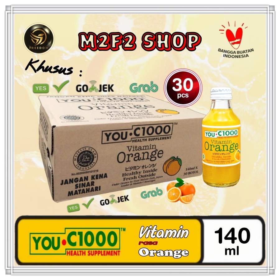 

YOU C1000 | C 1000 Vitamin Orange | Jeruk Botol Beling - 140 ml Kemasan Karton (Khusus Bluebird/Gojek/Grab)