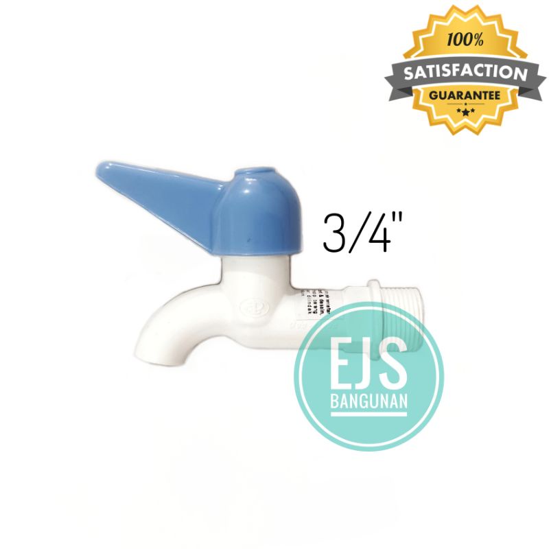 Kran Plastik Dupon 3/4" / Kran PVC / Keran Tembok