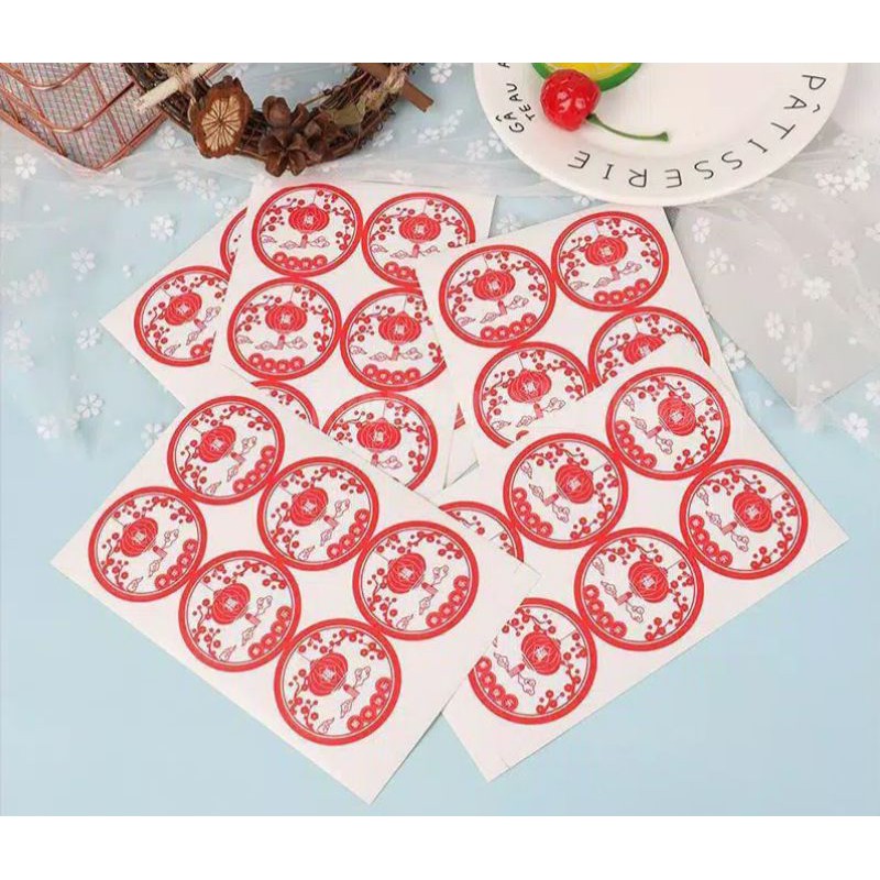 

1 lembar 6pcs stiker segel cookies bag candy imlek lampion/ sticker diy lunar cny ins/souvenir