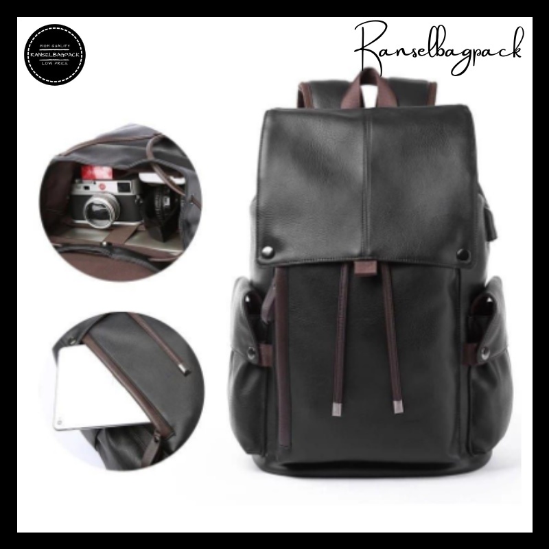 tas punggung pria backpack cowok pria sekolah kuliah kerja kulit laptop 14 inch terbaru pria wanita 