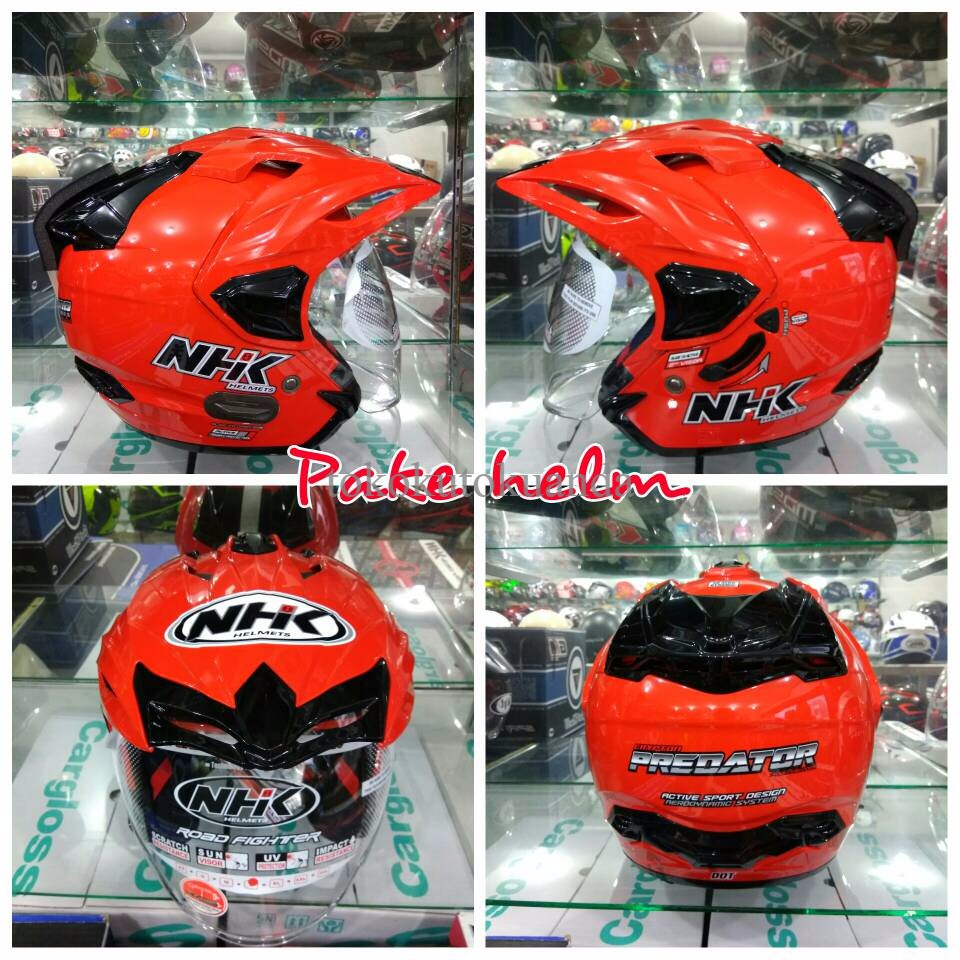 HELM NHK HALF FACE HELM NHK DOUBLE VISOR NHK CRYPTON RED