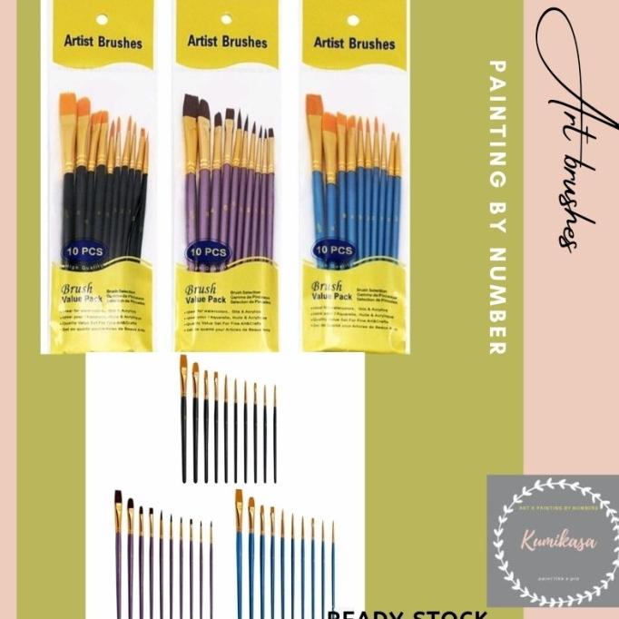 

Kuas art paint by numbers profesional value pack 10pcs