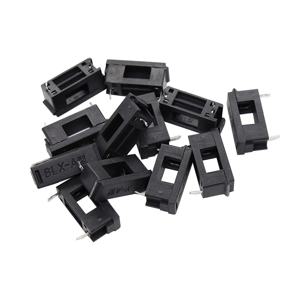 BLX-A 5 x 20mm Black Plastic PCB Fuse Holder Box Kotak Sekring Sekering Kaca Gelas