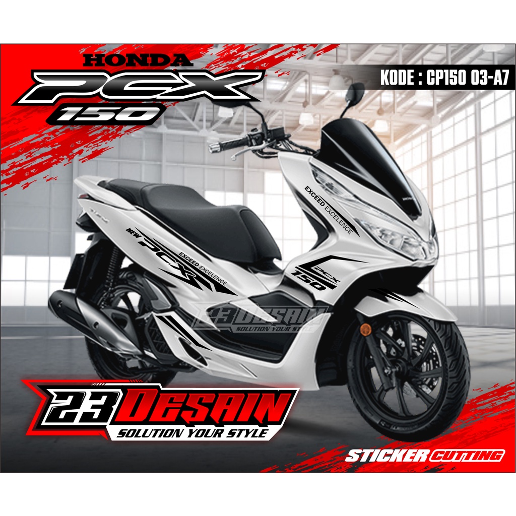 Sticker PCX 150 - Cutting Stiker New Pcx - Striping Honda PCX - Sticker Cutting PCX CP150 03 PUTIH