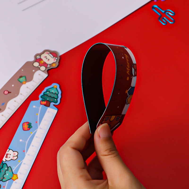 Kartun Magnet Pohon Natal Penggaris Lembut / Hadiah Perlengkapan Sekolah Stasioner Multifungsi