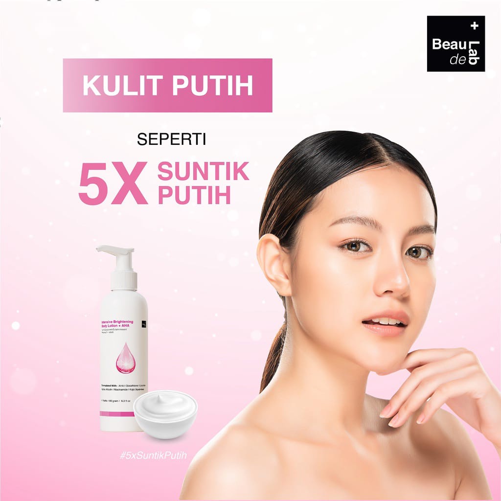 Beaudelab Brightening Body Lotion AHA | Lotion Pemutih Badan Extra Sunscreen | Lotion Serum AHA Penghilang Bekas Luka