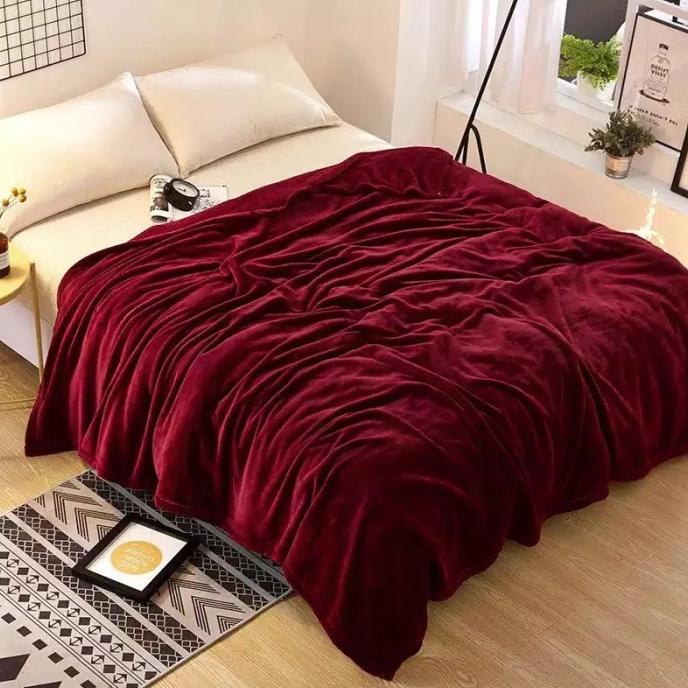 selimut bulu tebal import polos 200 x 200