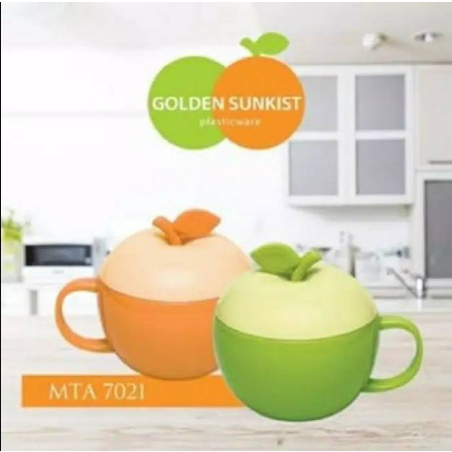 GOLDEN SUNKIST CANGKIR APEL LUCU | CANGKIR DENGAN TUTUP LUCU