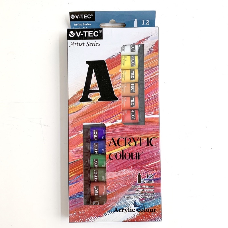 ACRYLIC COLOR 12PCS V-TEC VT812/A - poster color acrylic cat air akrilik cat poster akrilik 12 warna
