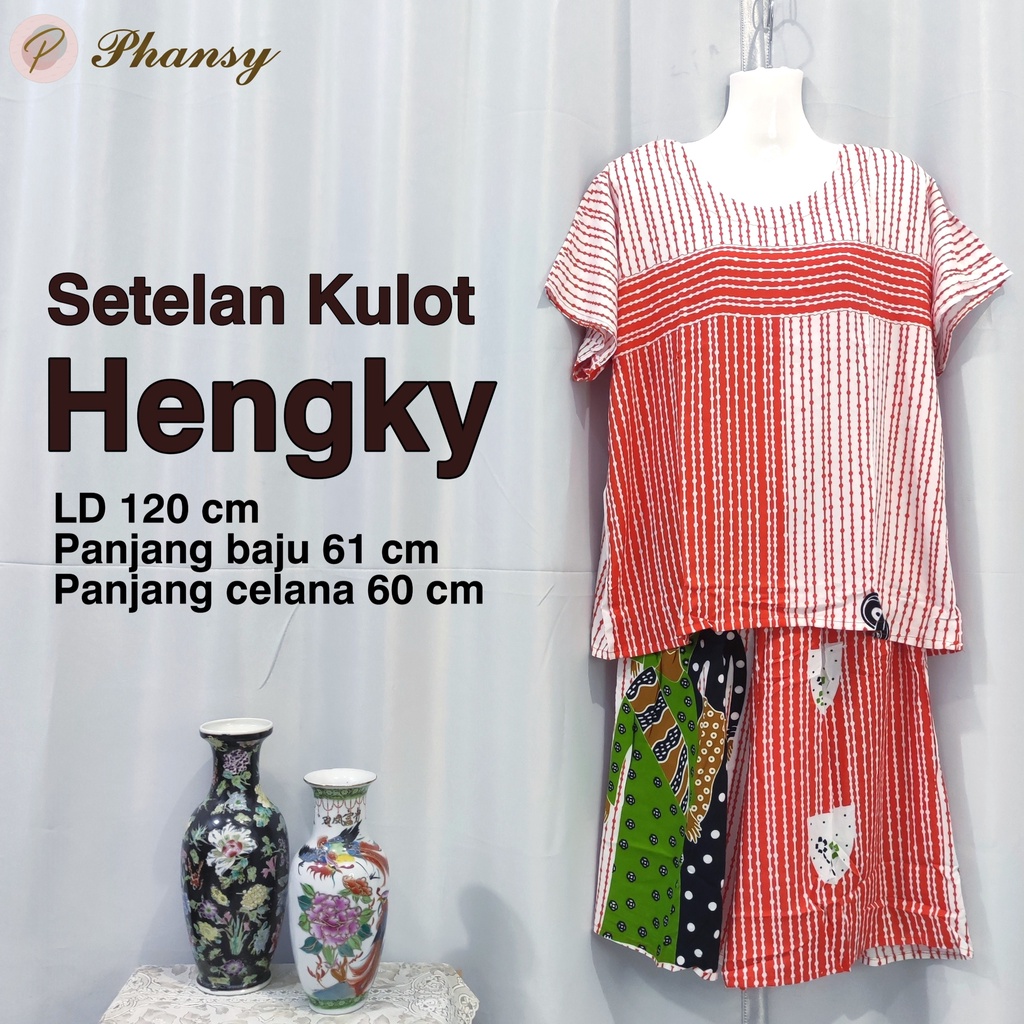 Setelan Kulot Hengky Motif Bu Tejo Baju Tidur Wanita