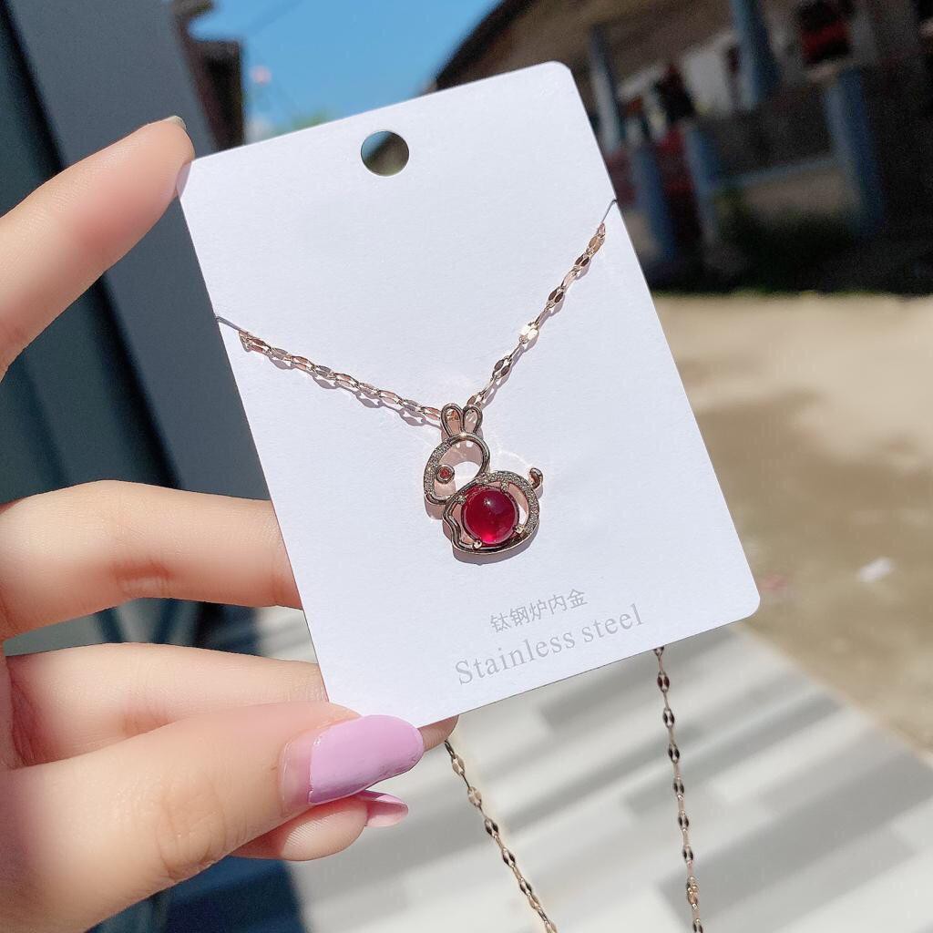 COD kalung fashion wanita titanium asli anti karat korea style model liontin bunny rabbit