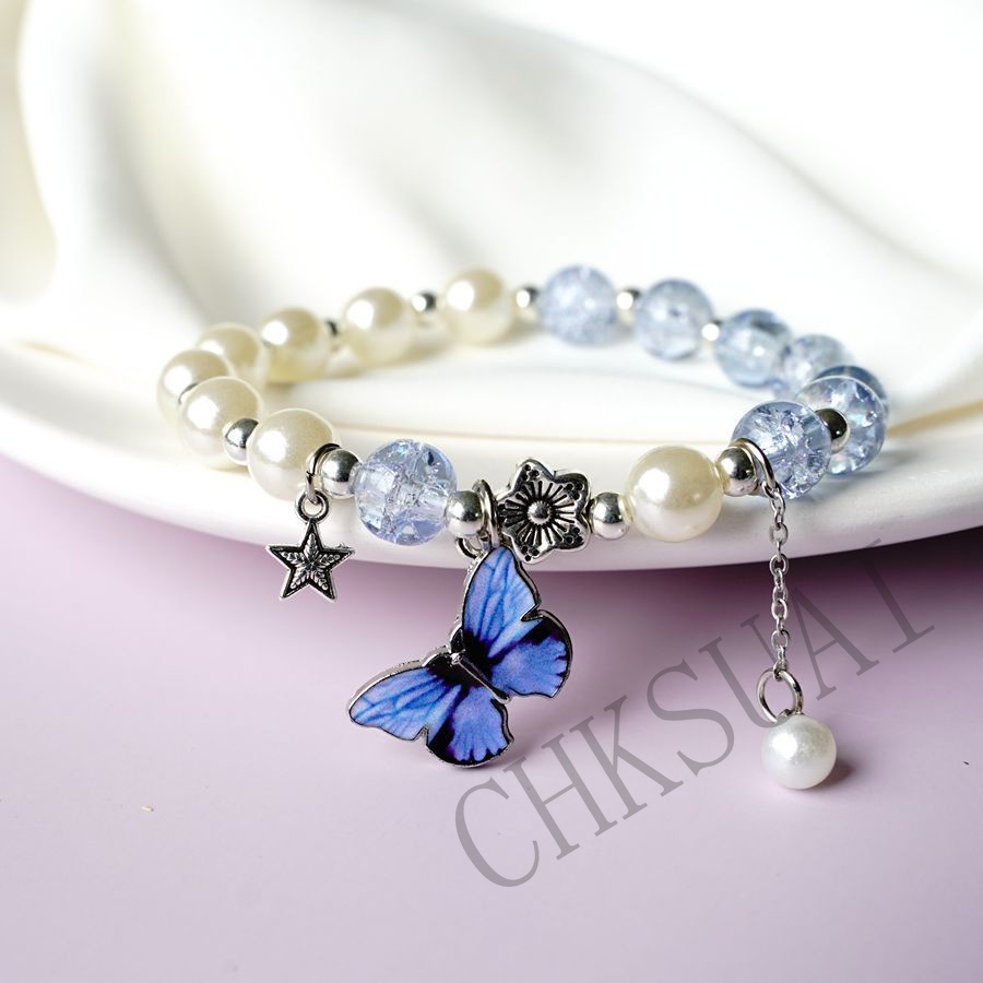 Gelang Rantai Manik-Manik Kristal Butterfly Fortune Untuk Wanita