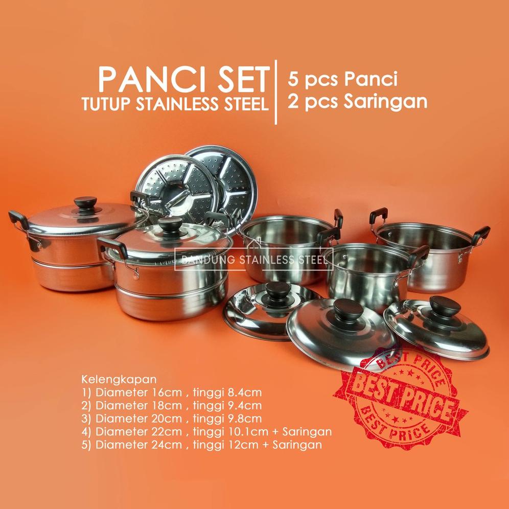 Panci set panci sup kukus stainless steel steamer soup pot murah