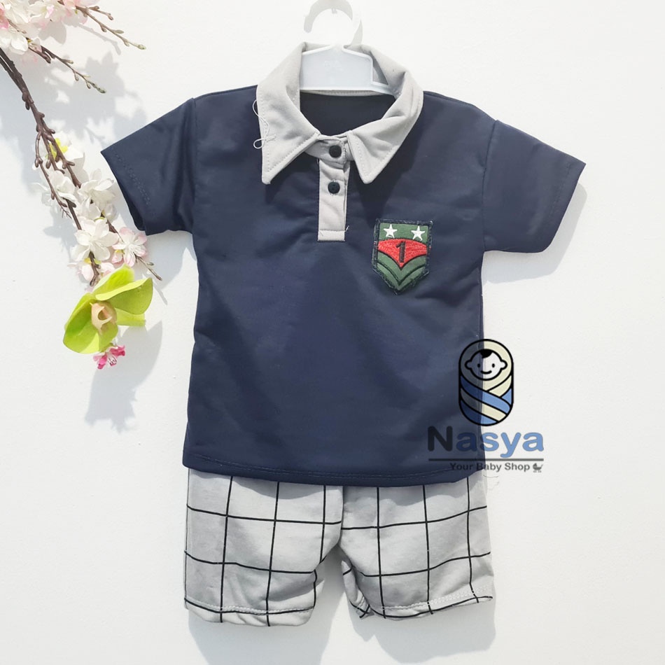 [RS-019] Baju Bayi | Stelan bayi kerah | setelan bayi karakter 3-12 bulan | baju bayi laki laki