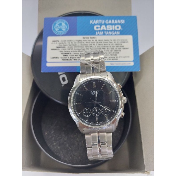 CASIO tali rantai Silver plat hitam unisex pria/wanita BEM 504 jam tangan original 100%