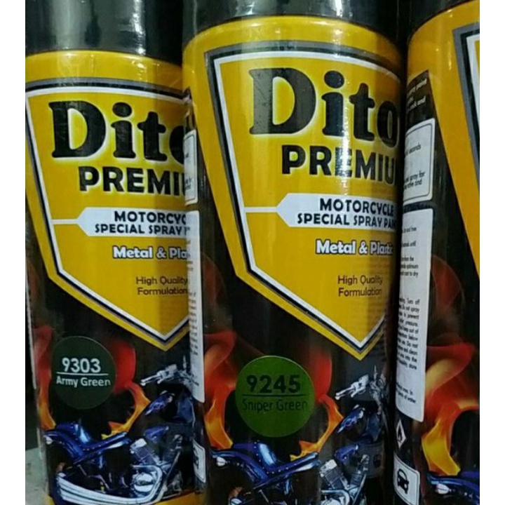 cat semprot Pilok diton Premium 400cc hijau sniper green, army green, sporty green, ninja green, Petronas green, sporty tosca