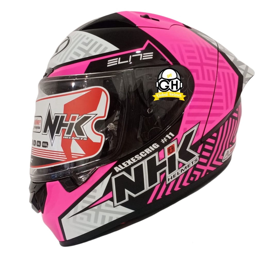 HELM NHK GP R TECH STREET ULTRA GP EDITION ALEX ESCRIG BLACK PINK GLOSSY