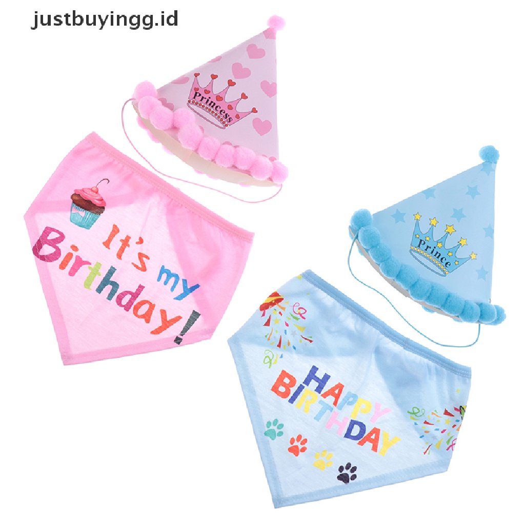 Topi Kerah Desain Mahkota Happy Birthday Untuk Kostum Pesta Ulang Tahun Anjing Kucing Peliharaan