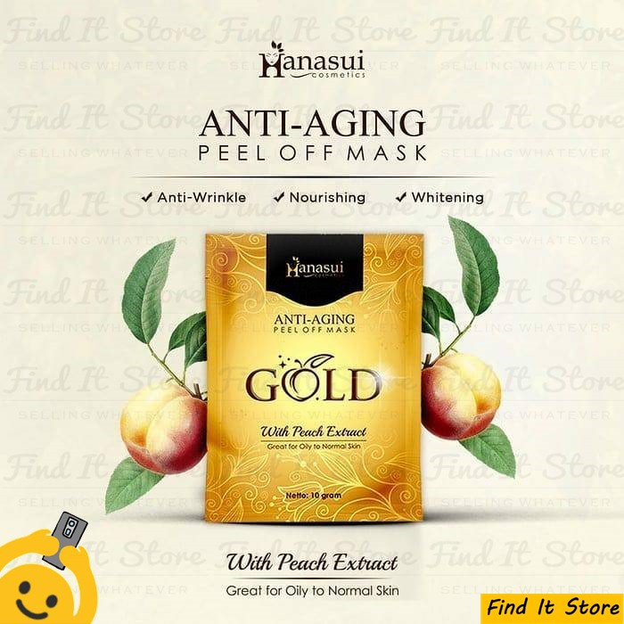 Hanasui Gold Mask Masker Anti Aging Peel Off Mask With Peach Extract Sachet Masker Emas