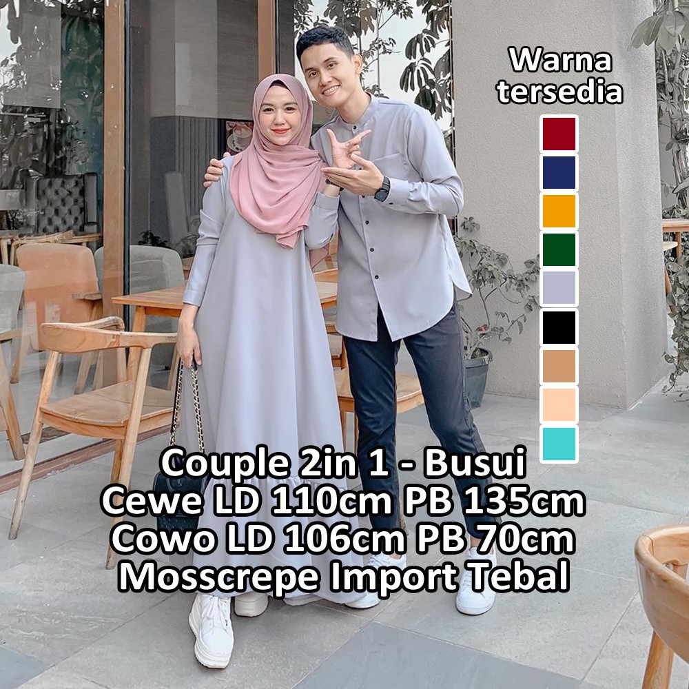 { Promo Flash Sale } Couple Madali Moscrepe Import  Tunik Muslim  Baju Pasangan
