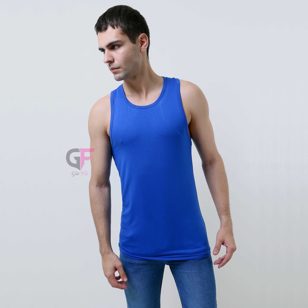 GIOFLO Kaos Fitness Singlet Gym Pria Biru / SGL 16