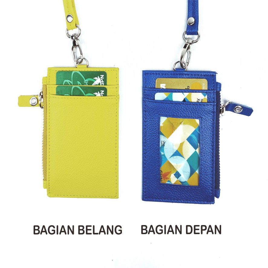 LANYARD ID CARD NAMETAG RESELETING DOMPET CARD HOLDER KULIT PU LEATHER PREMIUM