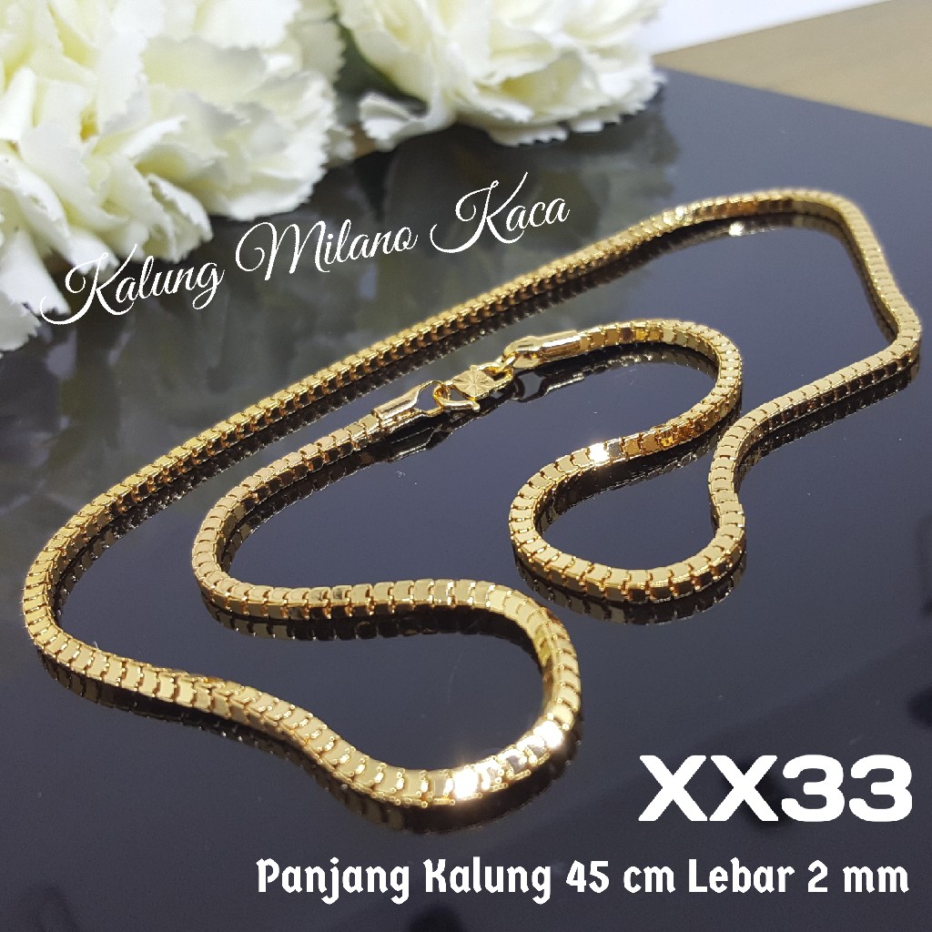 XX33 Kalung Milano Kaca 45 cm Xuping Yaxiya Perhiasan Lapis Emas 18K