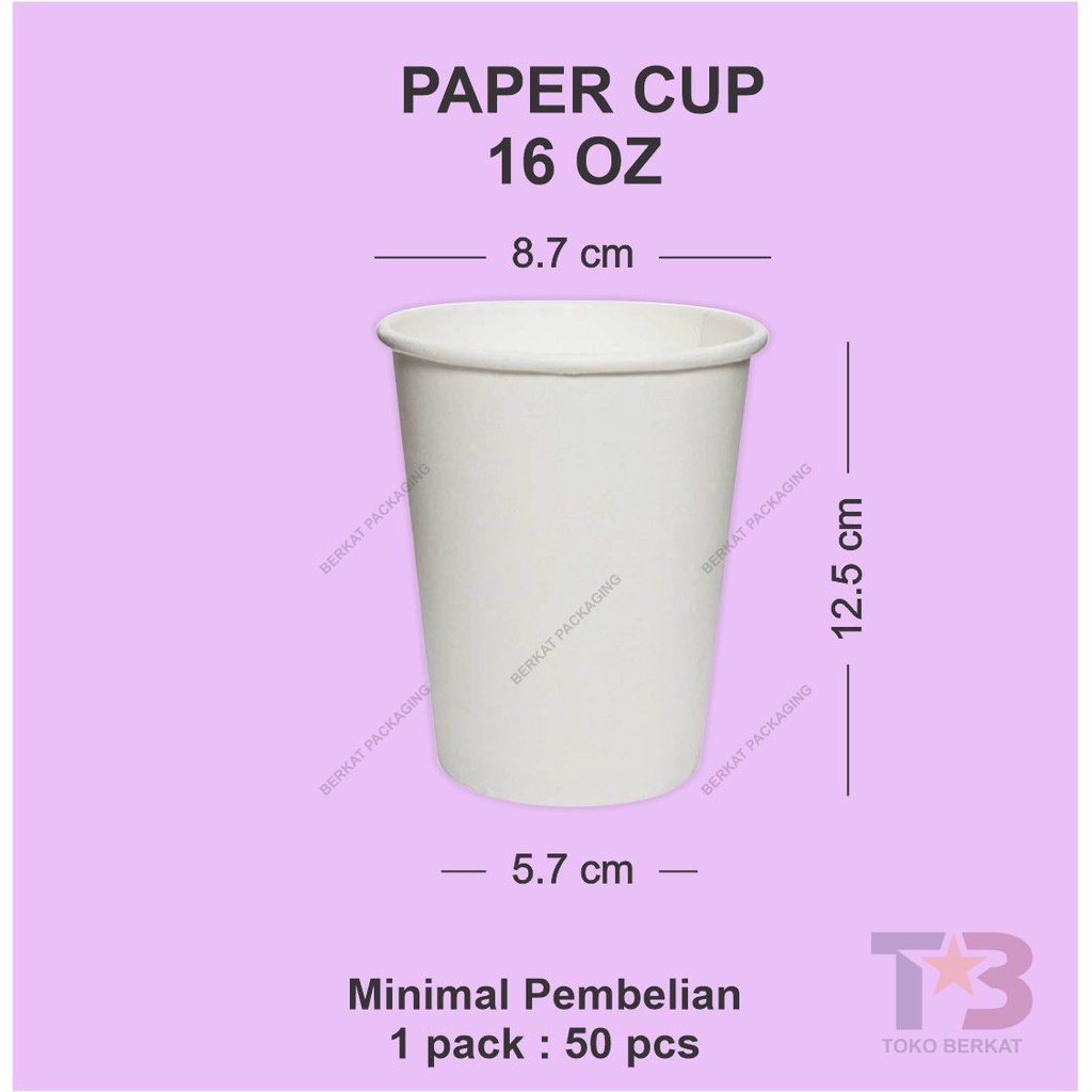 Jual Paper Cup Polos 16oz Putih Paper Cup Hot Sablon Cetak Gelas Kertas Gelas Kopi 8987