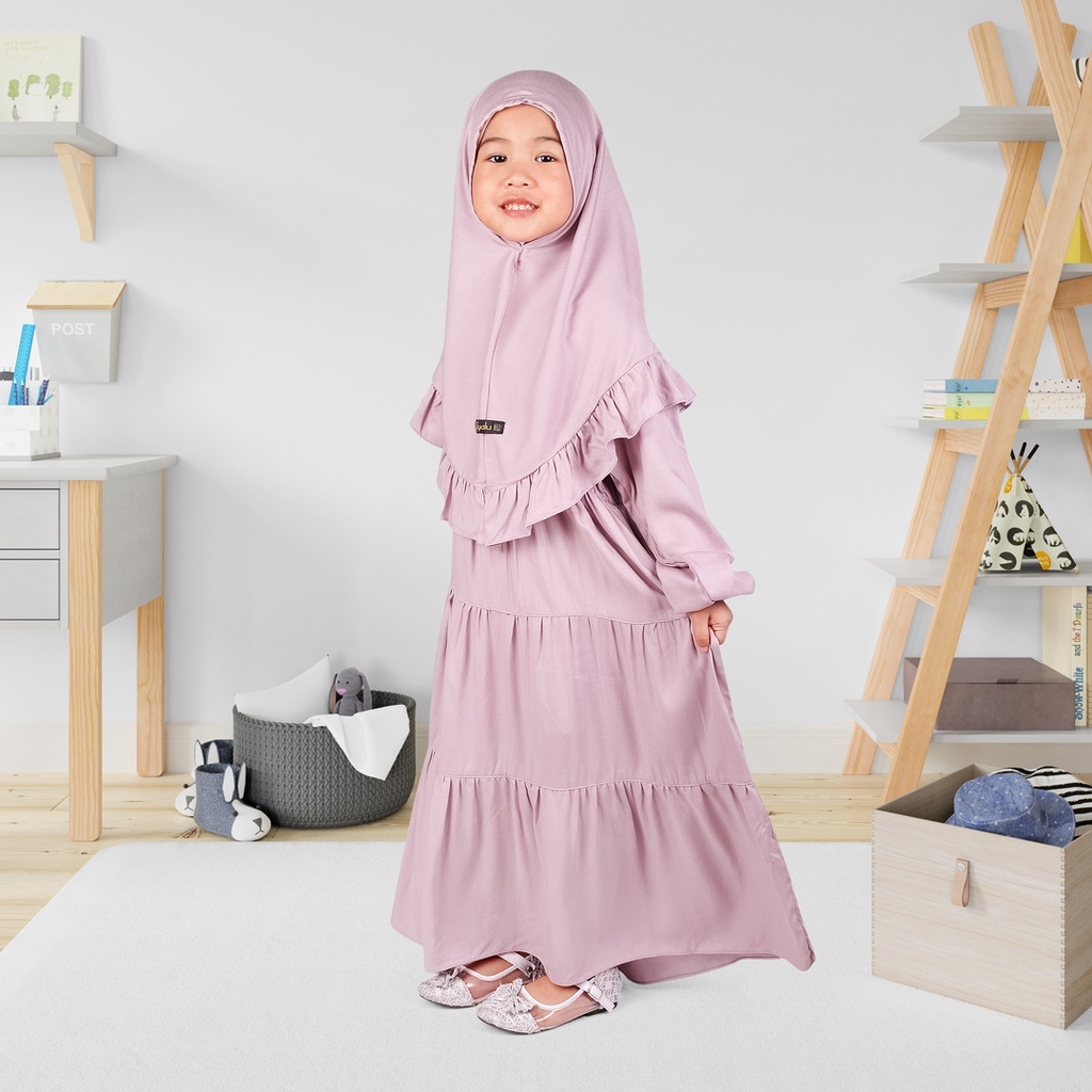 Set Gamis Rayya Anak Usia 1 Sampai 2 Tahun Bahan Ryon Twill Adem Thistle