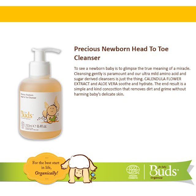 Buds Organics - Precious Newborn Head To Toe Cleanser - Sabun Shampoo 2in1 Bayi Organik