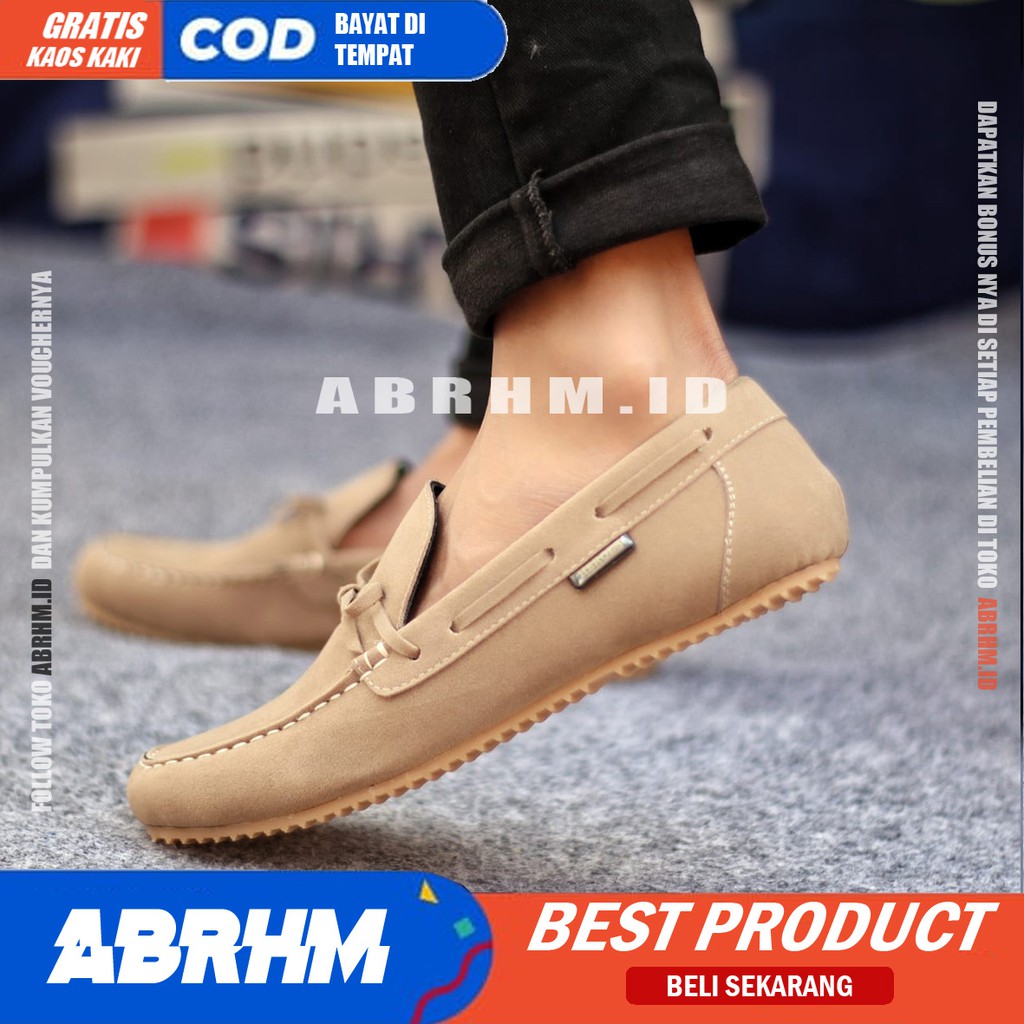 ABRHM- CELTIK Sepatu Slip On Pria Sepatu Casual Pria Sepatu Kulit Asli Pria Sepatu Kasual Semi Formal Kuliah Kondangan Gaya Santai Keren Kekinian Murah Original Terlaris