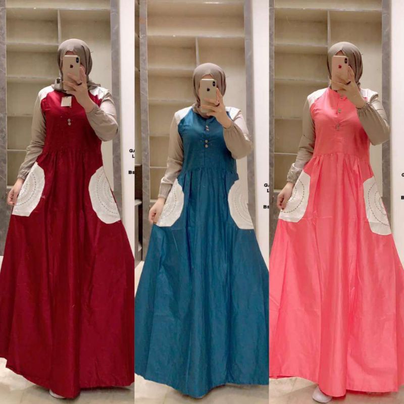 Gamis Inayah / Gamis Dannis Katun / Gamis Katun Jepang Bordir Exclusive