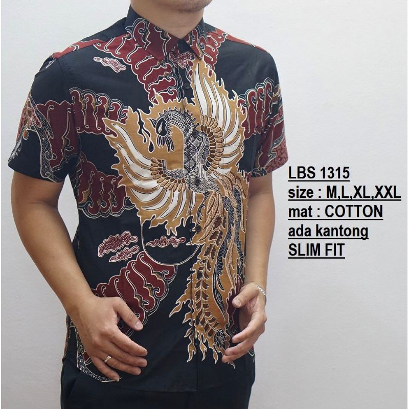 CBS 722 HEM KEMEJA BATIK PRIA SLIM FIT LENGAN PENDEK COLIN DION